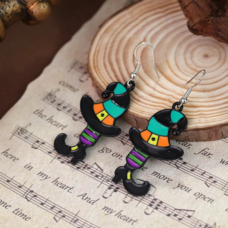 Wholesale Halloween Alloy Oil Drip Fashion Hat Boots Earrings