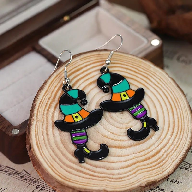 Wholesale Halloween Alloy Oil Drip Fashion Hat Boots Earrings