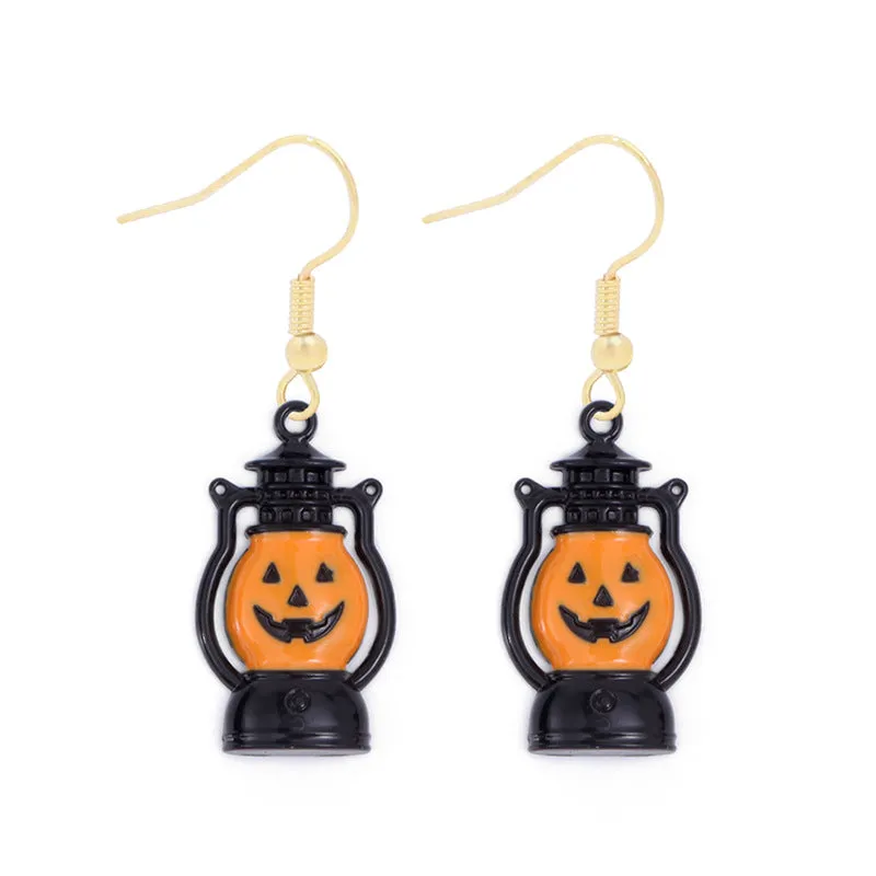 Wholesale Halloween Alloy Oil Dripping Funny Horror Pirate Skull Pumpkin Earrings