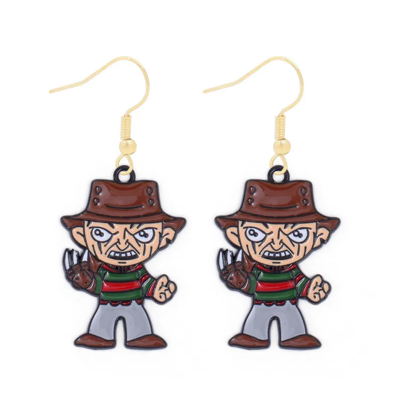 Wholesale Halloween Alloy Oil Dripping Funny Horror Pirate Skull Pumpkin Earrings