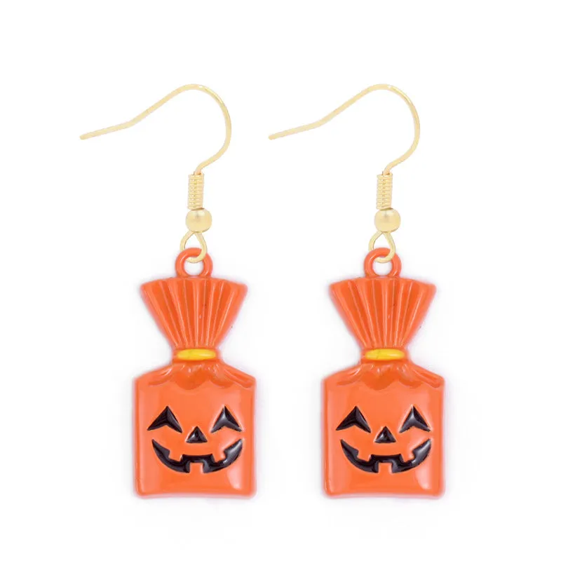 Wholesale Halloween Alloy Oil Dripping Funny Horror Pirate Skull Pumpkin Earrings