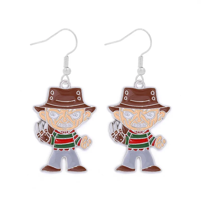 Wholesale Halloween Alloy Oil Dripping Funny Horror Pirate Skull Pumpkin Earrings