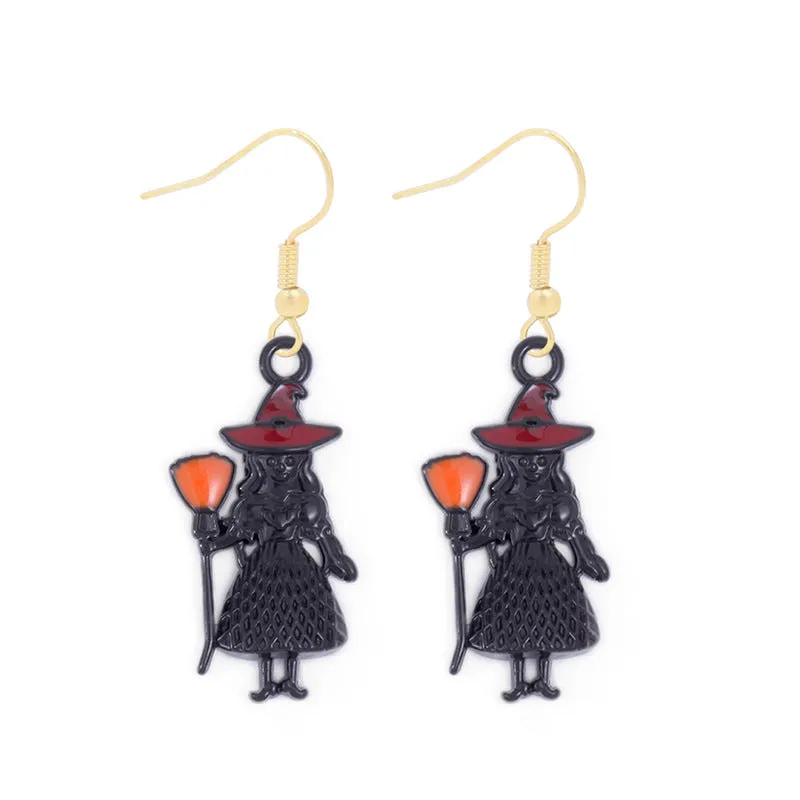 Wholesale Halloween Alloy Oil Dripping Funny Horror Pirate Skull Pumpkin Earrings