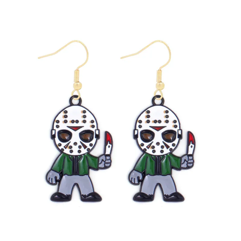 Wholesale Halloween Alloy Oil Dripping Funny Horror Pirate Skull Pumpkin Earrings
