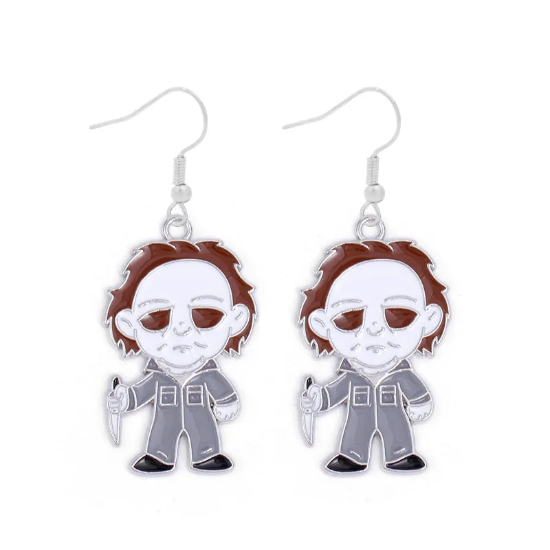 Wholesale Halloween Alloy Oil Dripping Funny Horror Pirate Skull Pumpkin Earrings