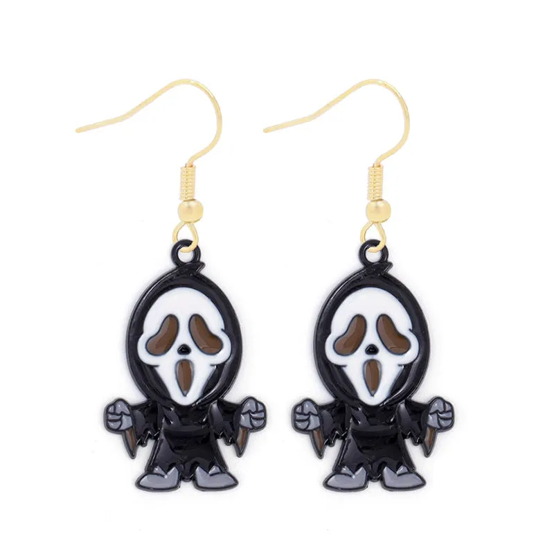 Wholesale Halloween Alloy Oil Dripping Funny Horror Pirate Skull Pumpkin Earrings