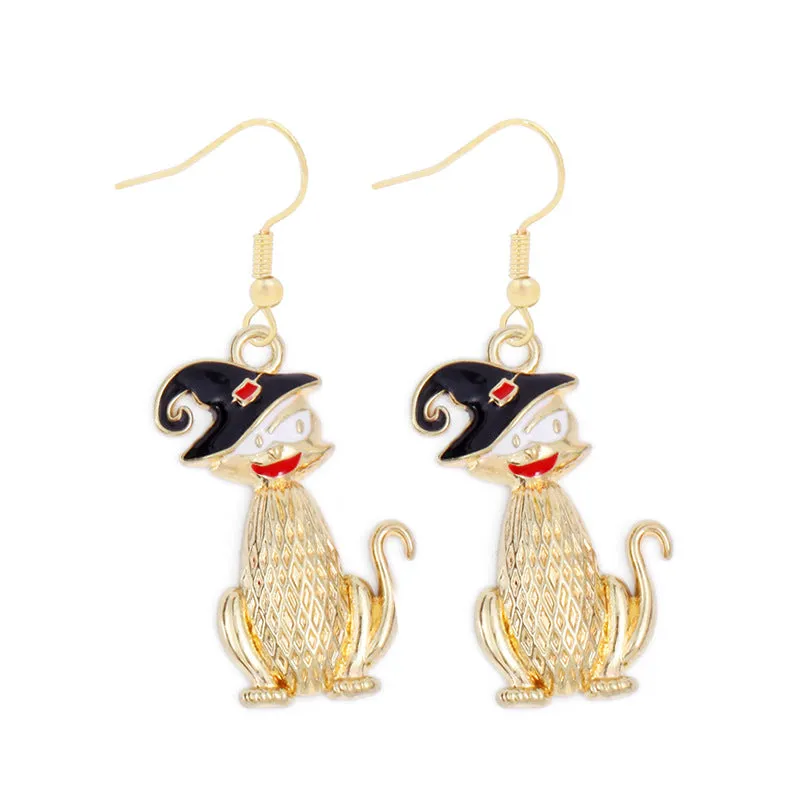 Wholesale Halloween Alloy Oil Dripping Funny Horror Pirate Skull Pumpkin Earrings