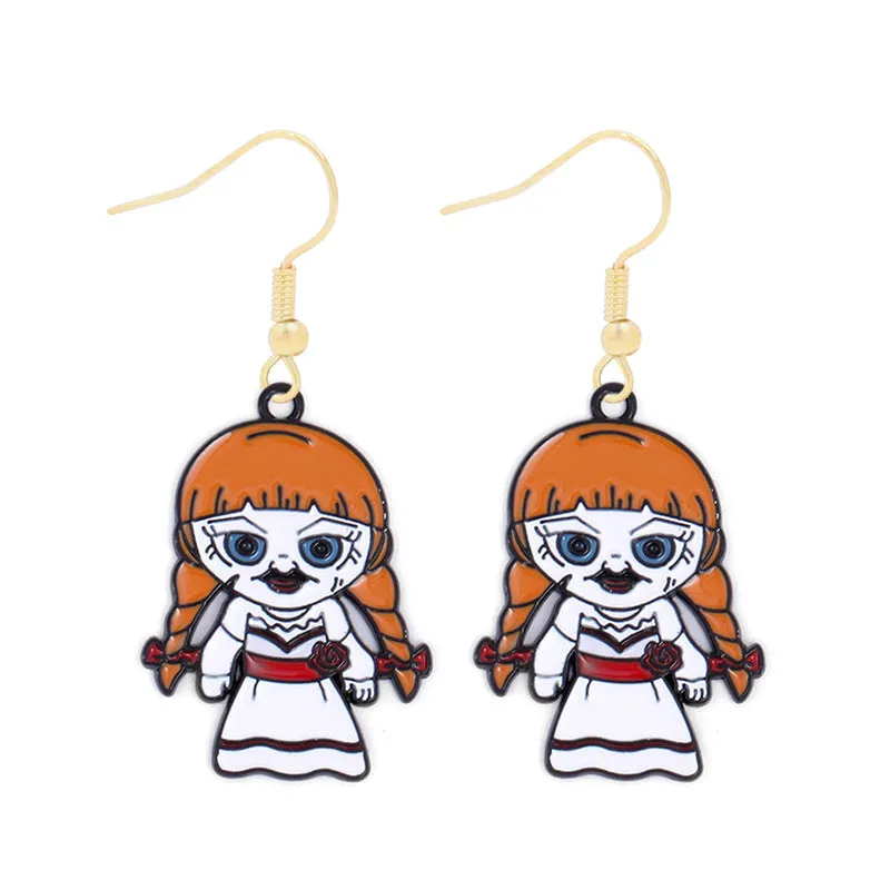 Wholesale Halloween Alloy Oil Dripping Funny Horror Pirate Skull Pumpkin Earrings