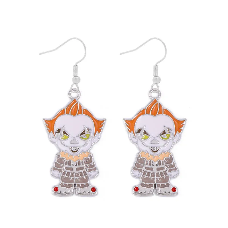 Wholesale Halloween Alloy Oil Dripping Funny Horror Pirate Skull Pumpkin Earrings