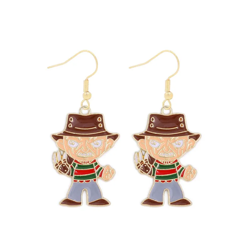Wholesale Halloween Alloy Oil Dripping Funny Horror Pirate Skull Pumpkin Earrings