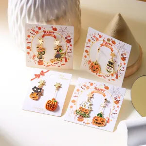 Wholesale Halloween Asymmetrical Pumpkin Ghost Earrings