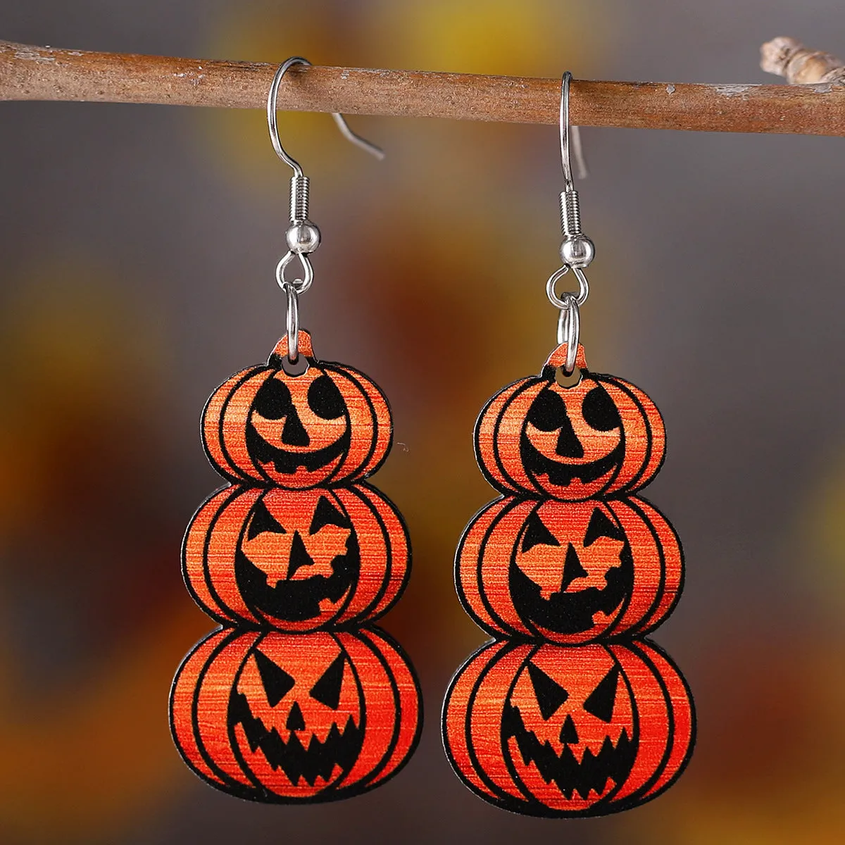 Wholesale Halloween Bat Ghost Face Pumpkin Wooden Earrings
