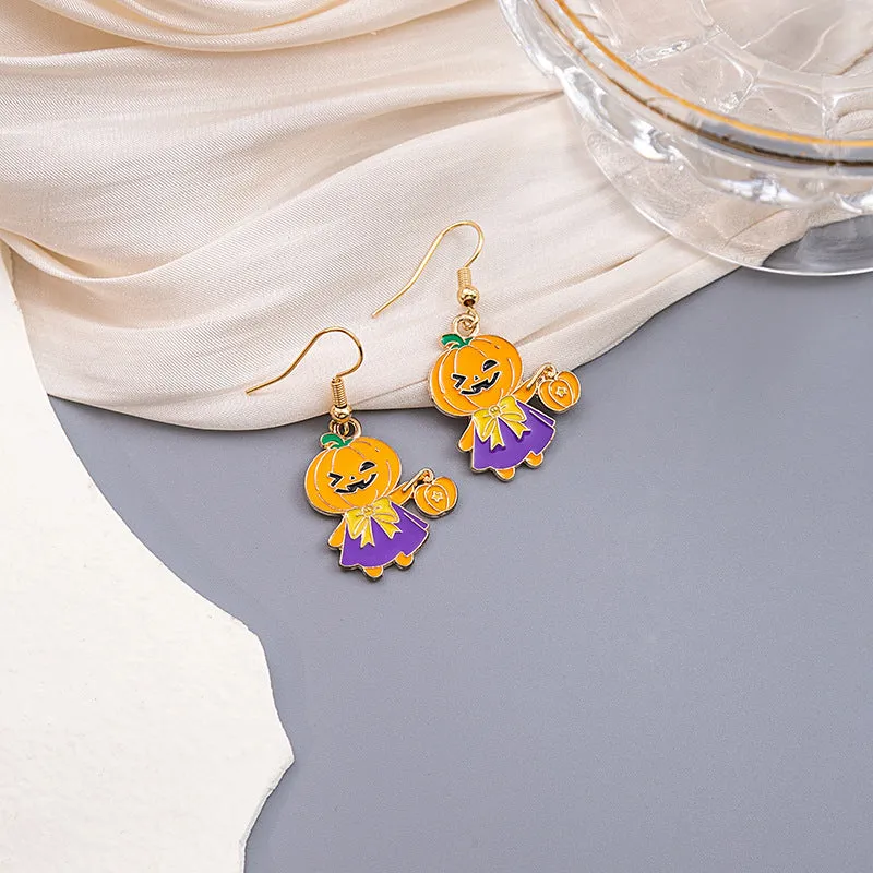 Wholesale Halloween Bat Pumpkin Funny Horror Skull Eye Earrings