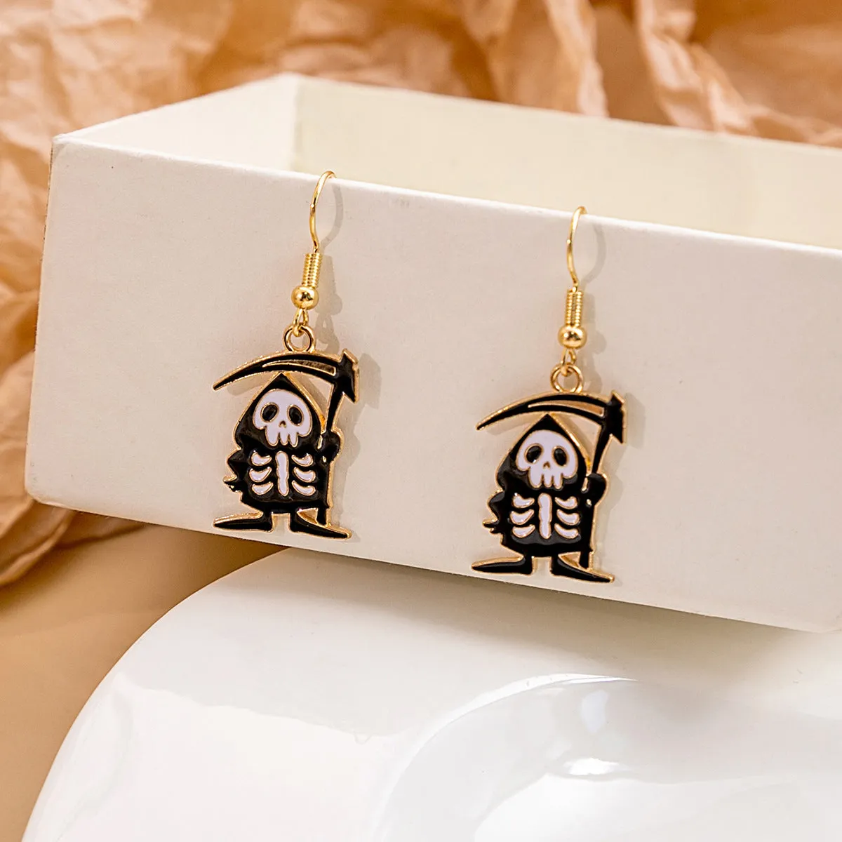 Wholesale Halloween Bat Pumpkin Funny Horror Skull Eye Earrings
