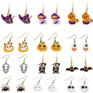 Wholesale Halloween Bat Pumpkin Funny Horror Skull Eye Earrings