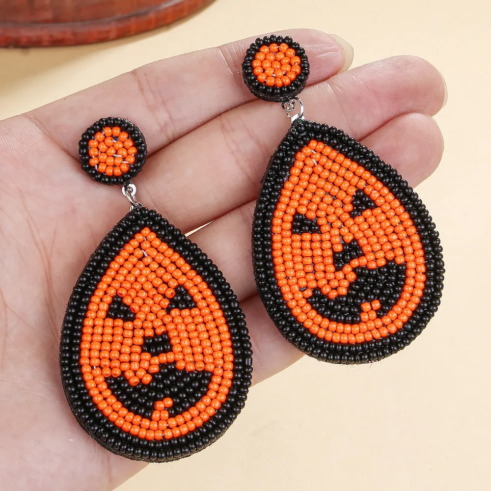 Wholesale Halloween BOO Scary Ghost Face Beaded Earrings