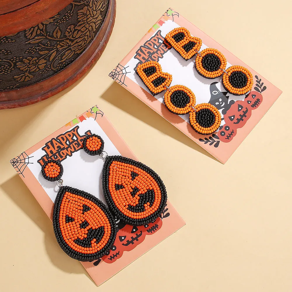 Wholesale Halloween BOO Scary Ghost Face Beaded Earrings