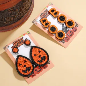 Wholesale Halloween BOO Scary Ghost Face Beaded Earrings