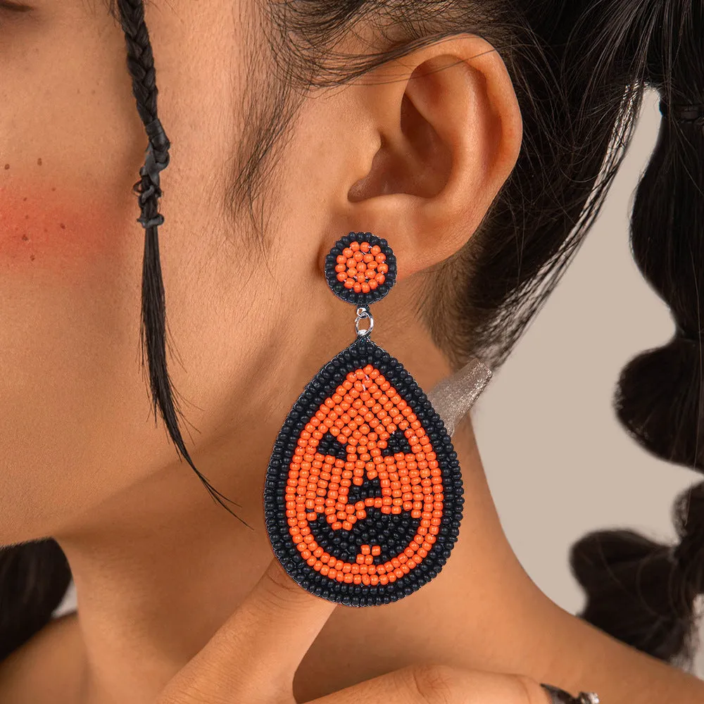 Wholesale Halloween BOO Scary Ghost Face Beaded Earrings