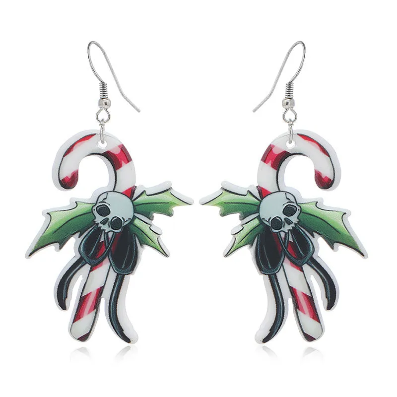 Wholesale Halloween Christmas Tree Bells Little Dinosaur Cane Demon Funny Earrings