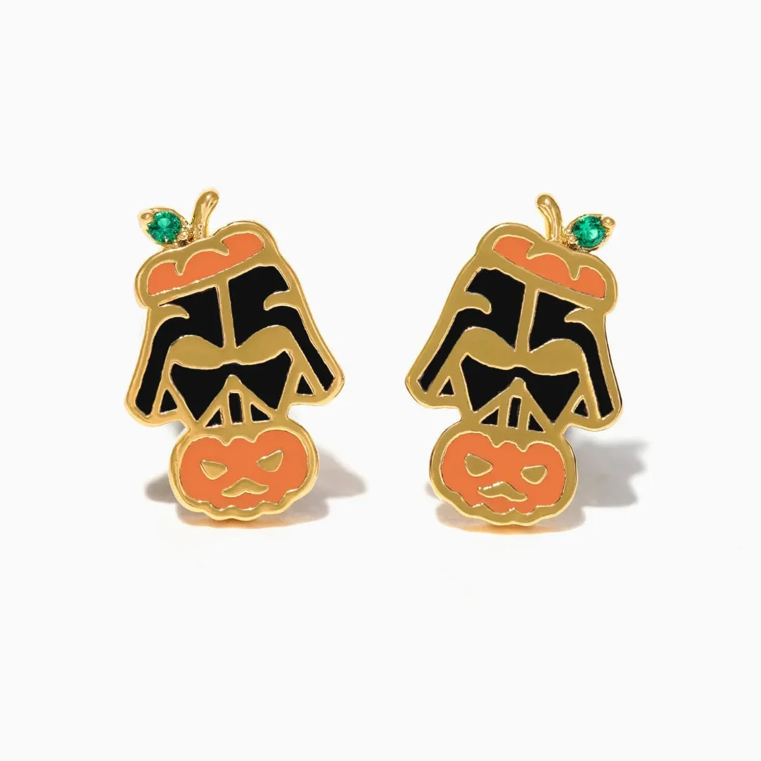 Wholesale Halloween Creative Copper Gold-plated Funny Oil Drop Zircon Cartoon Pumpkin Ghost Earrings