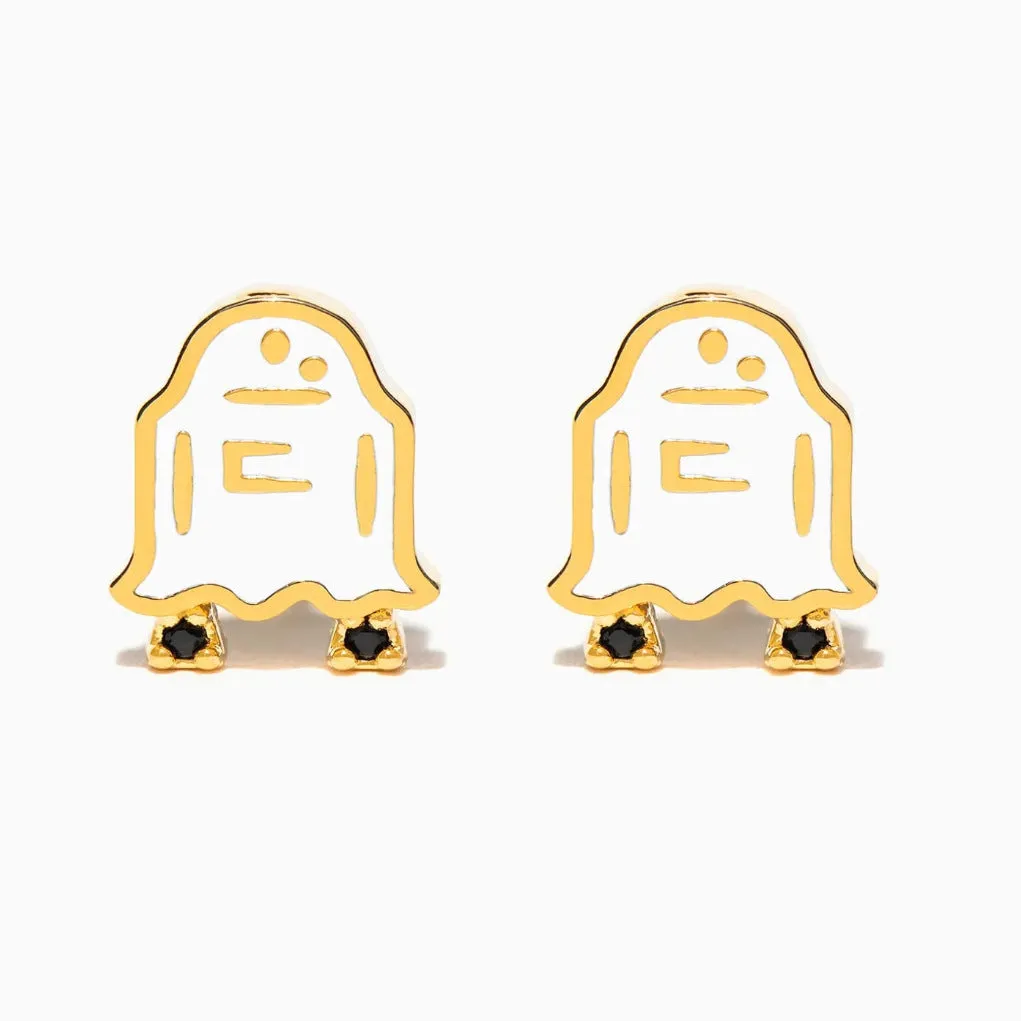 Wholesale Halloween Creative Copper Gold-plated Funny Oil Drop Zircon Cartoon Pumpkin Ghost Earrings