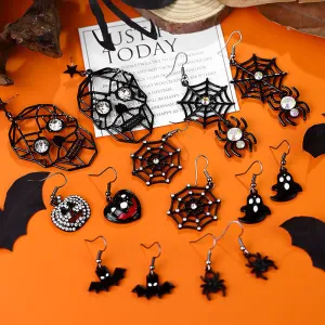 Wholesale Halloween Creative Funny Dark Ghost Bat Spider Skull Earrings