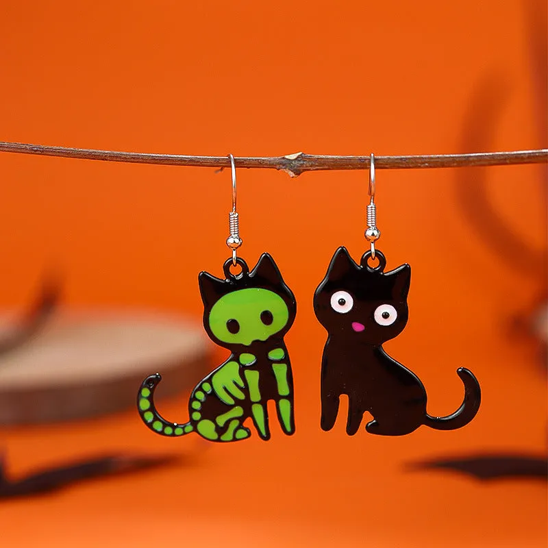 Wholesale Halloween Creative Funny Dark Ghost Bat Spider Skull Earrings