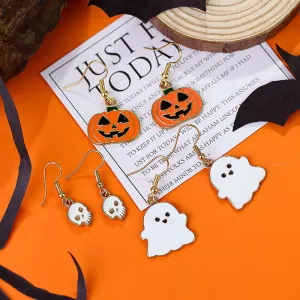 Wholesale Halloween Creative Skull Ghost Pumpkin Oil Drop Earrings