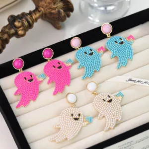 Wholesale Halloween Cute Cartoon Ghost Little Devil Rice Bead Earrings