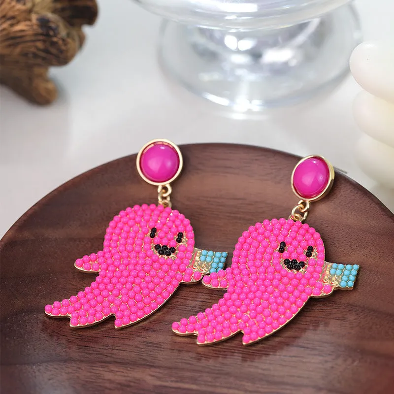 Wholesale Halloween Cute Cartoon Ghost Little Devil Rice Bead Earrings