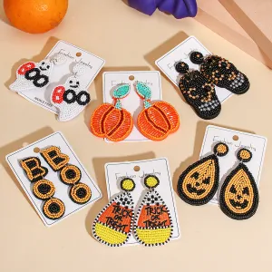 Wholesale Halloween Exaggerated Rice Bead Sewing Earrings
