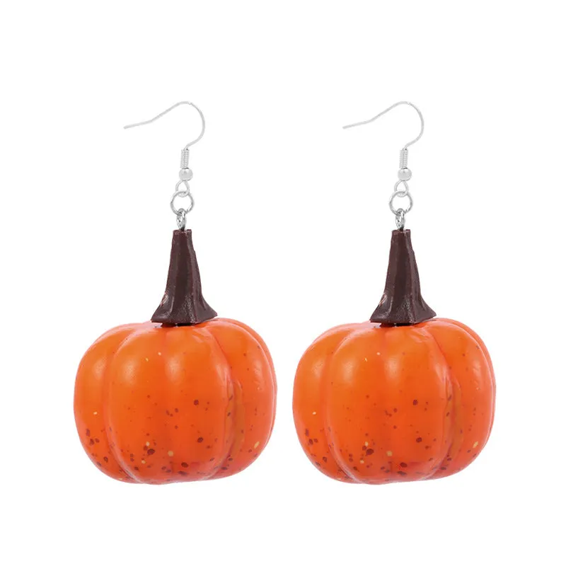 Wholesale Halloween Exaggerated Skeleton Spider Web Pumpkin Earrings