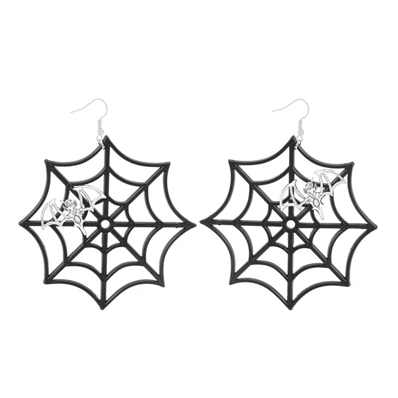 Wholesale Halloween Exaggerated Skeleton Spider Web Pumpkin Earrings