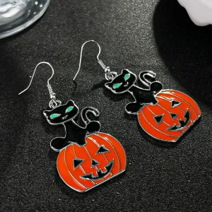 Wholesale Halloween Fashion Black Cat Pumpkin Ear Hooks