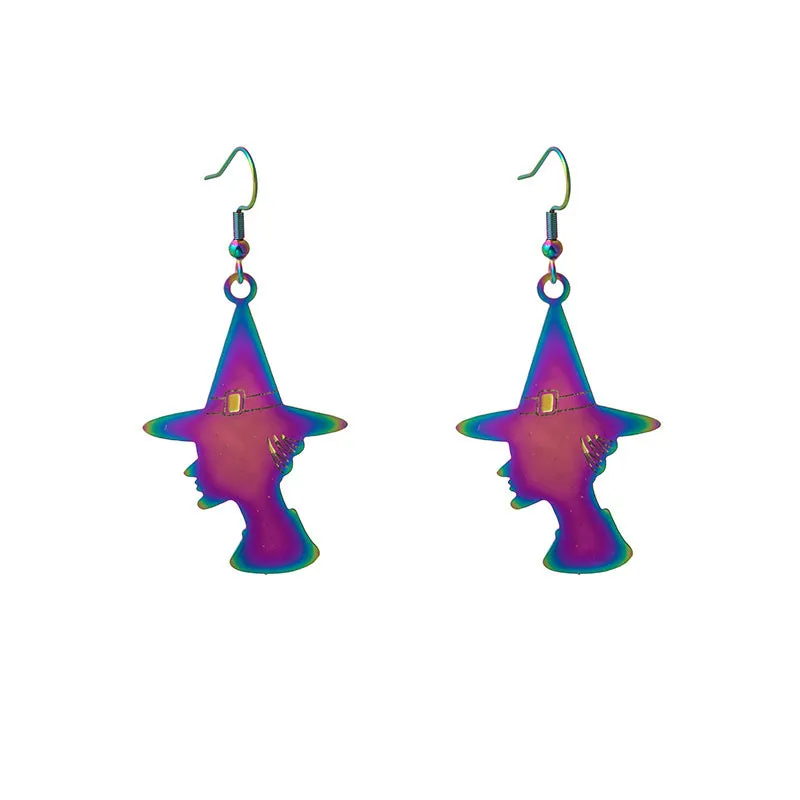 Wholesale Halloween Funny Colorful Gradient Electroplating Color Matching Earrings