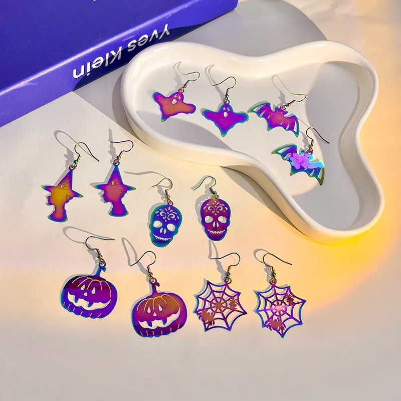 Wholesale Halloween Funny Colorful Gradient Electroplating Color Matching Earrings