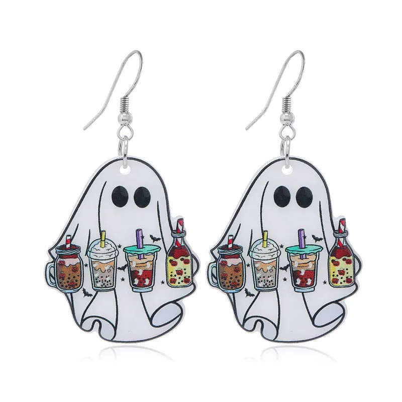 Wholesale Halloween Funny Cool Girl Ghost Wind Acrylic Personality Earrings