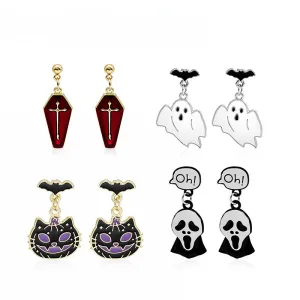 Wholesale Halloween Funny Exaggerated Skull Ghost Cross Earrings