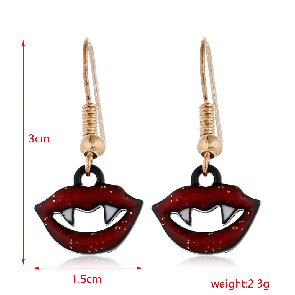 Wholesale Halloween Funny Personality Skull Spider Dripping Oil Earrings