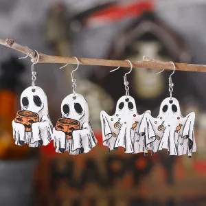Wholesale Halloween Ghost Face Pumpkin Candy Pendant Earrings