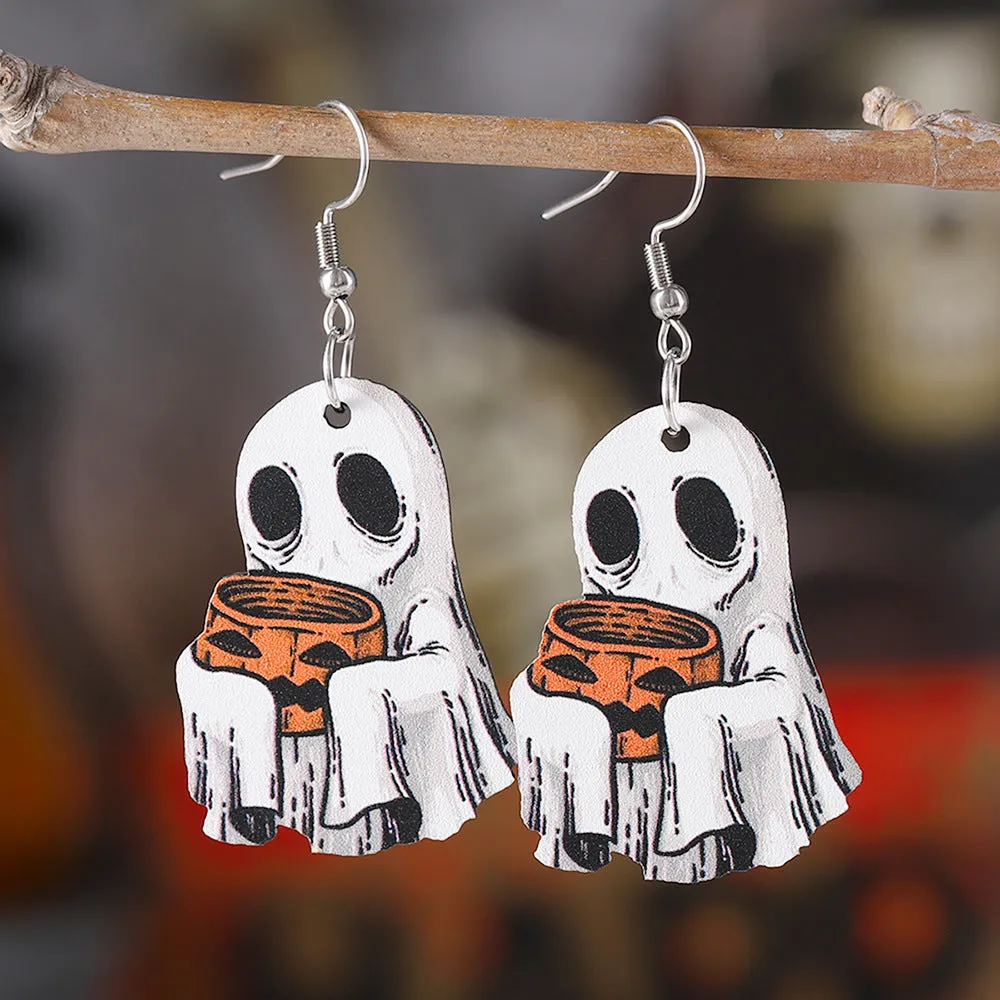 Wholesale Halloween Ghost Face Pumpkin Candy Pendant Earrings