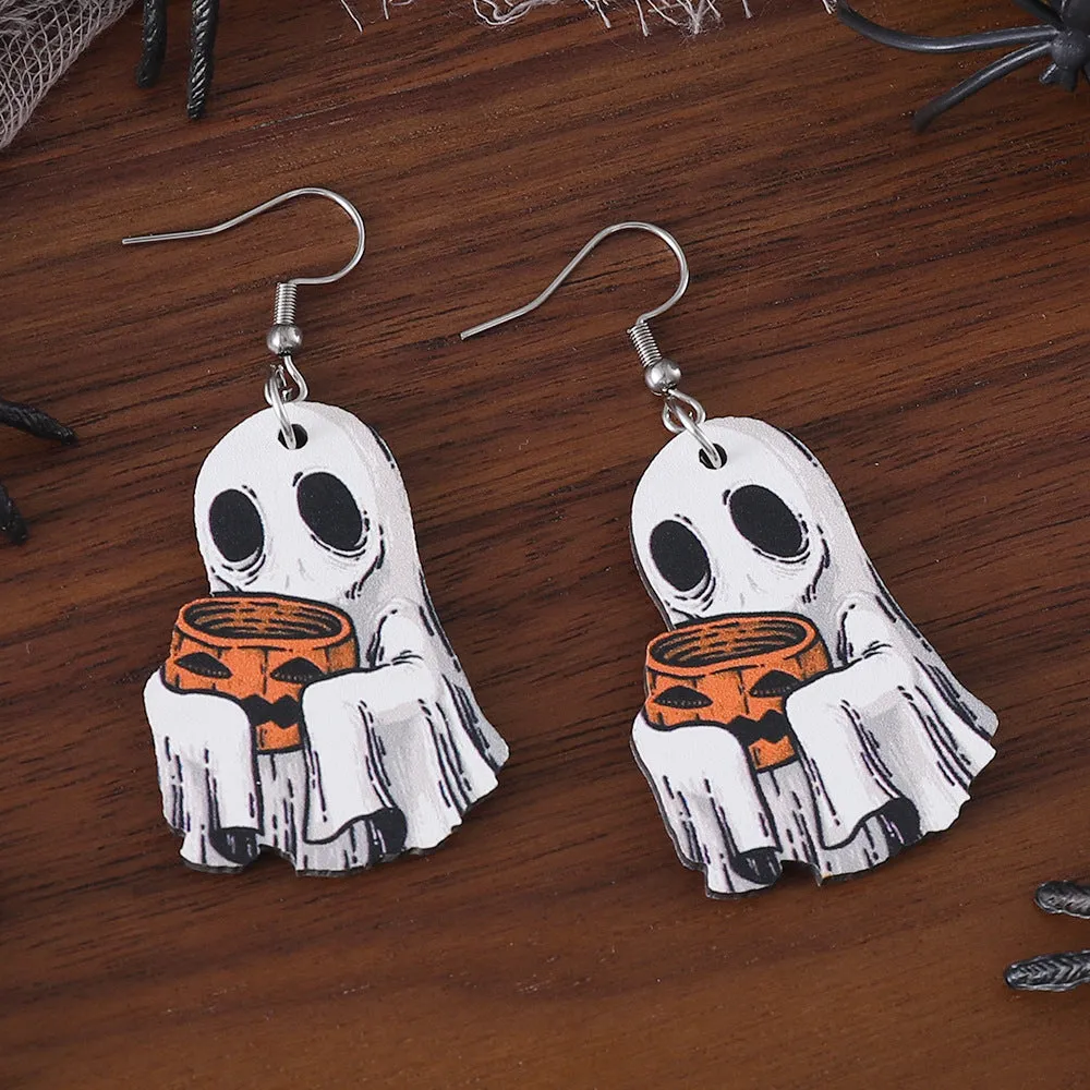 Wholesale Halloween Ghost Face Pumpkin Candy Pendant Earrings