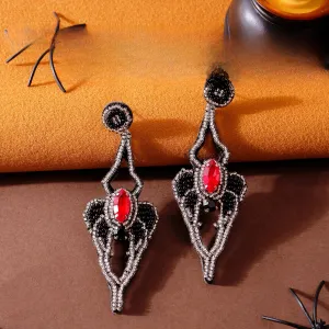 Wholesale Halloween Gothic Spider Rice Bead Earrings