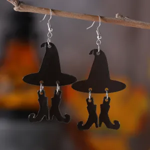 Wholesale Halloween Gothic Witch Hat Boots Acrylic Earrings