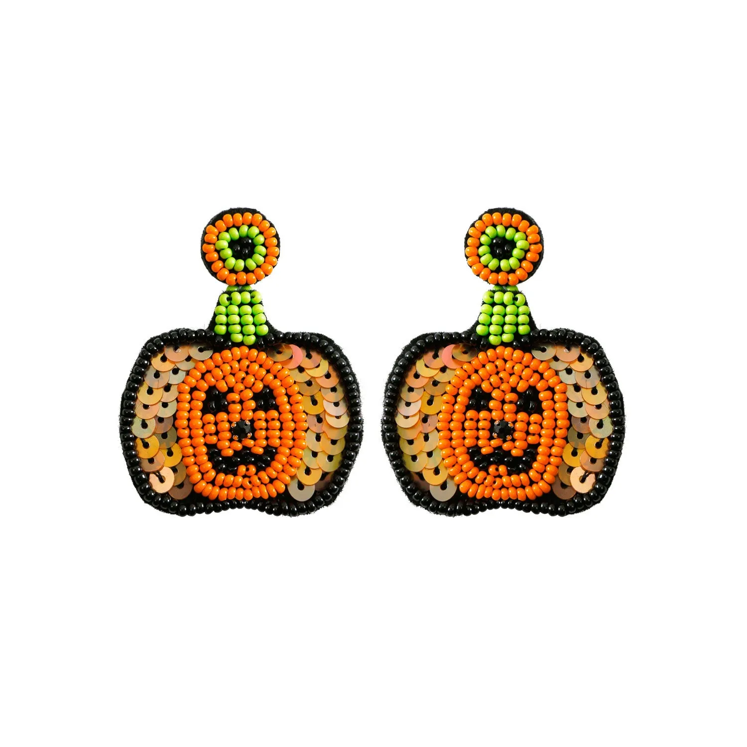 Wholesale Halloween Hat Ghost Creative Rice Bead Pumpkin Bat Exaggerated Earrings