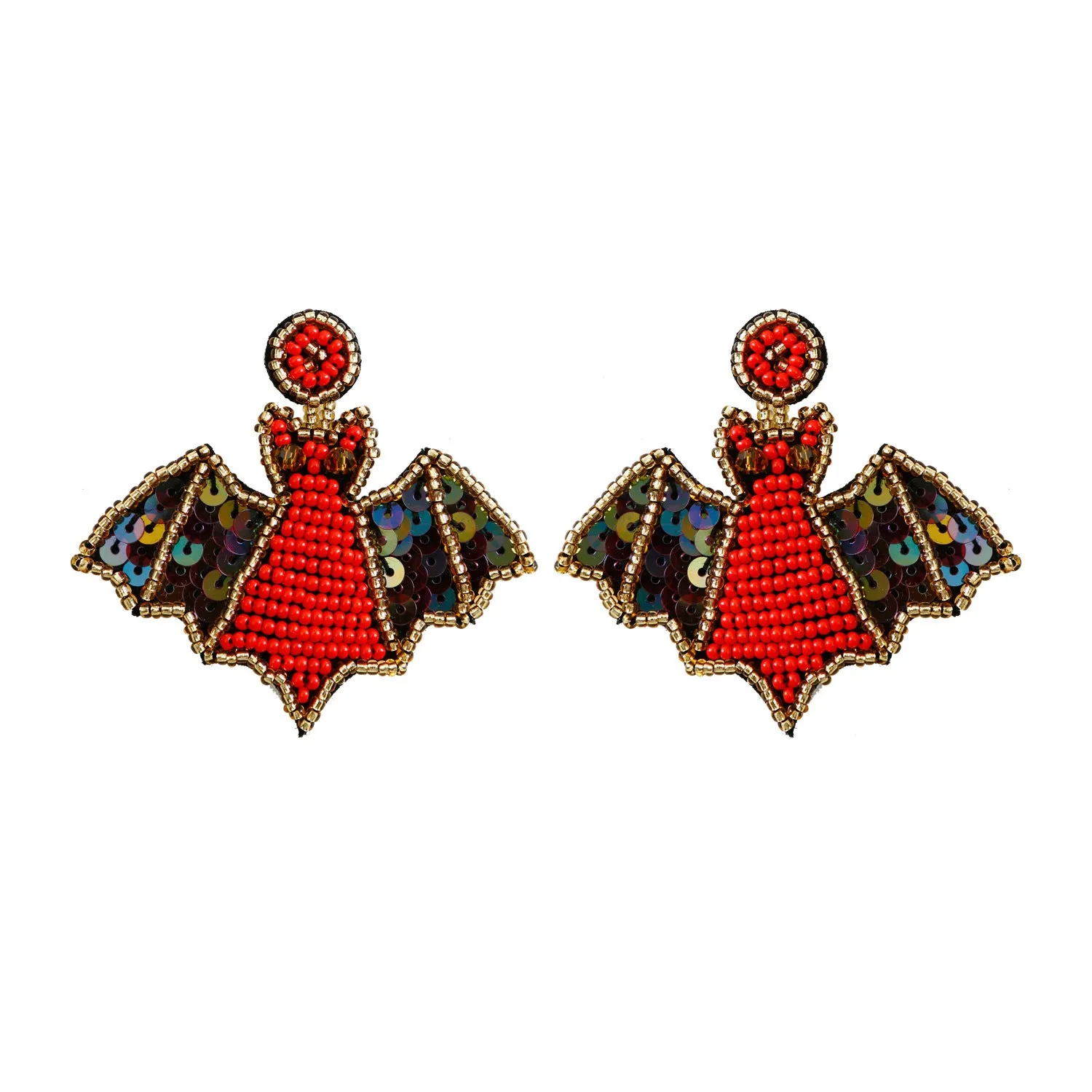 Wholesale Halloween Hat Ghost Creative Rice Bead Pumpkin Bat Exaggerated Earrings