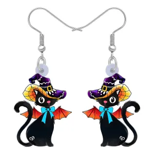 Wholesale Halloween Hat Length Wings Cat Pumpkin Cute Acrylic Earrings