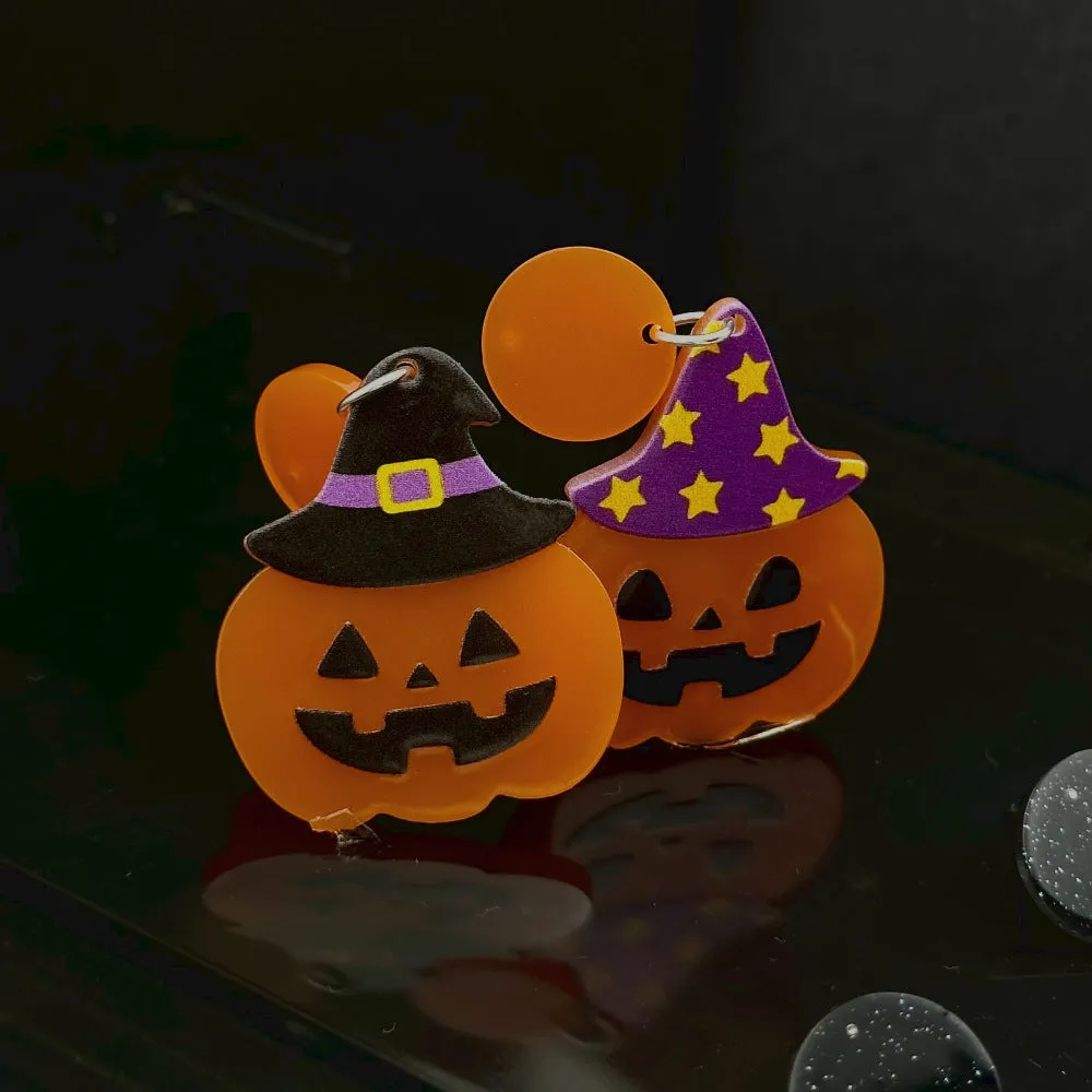Wholesale Halloween Hollow Cartoon Ghost Pumpkin Cat Acrylic Earrings