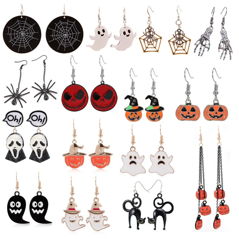 Wholesale Halloween Horror Ghost Bat Spider Skull Earrings